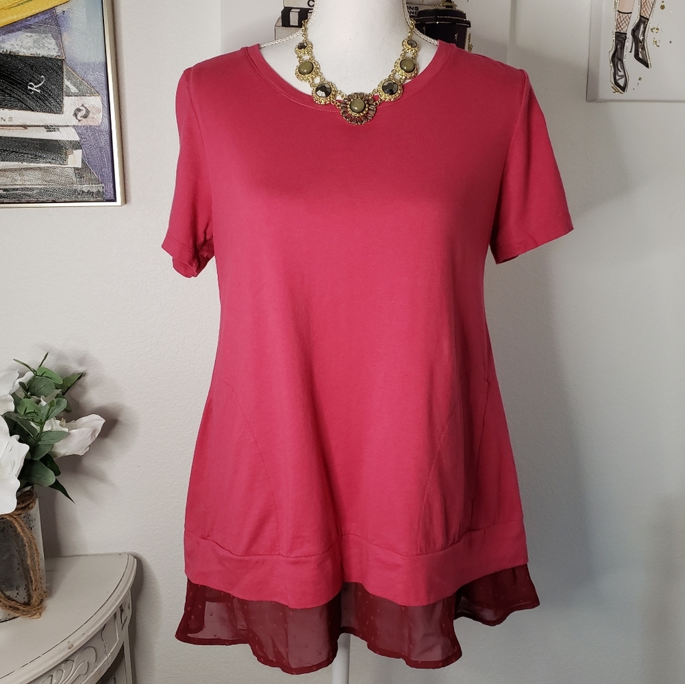 LOGO Pink Split Back Top